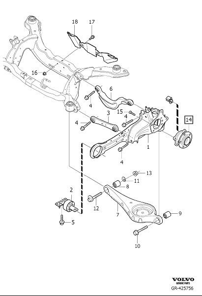 Diagram Rear suspension for your 2013 Volvo S60   