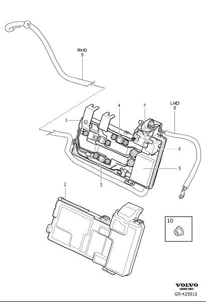 Diagram Primary fuse box engine compartment for your Volvo V60 Cross Country  