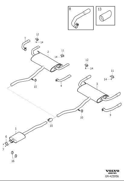 Diagram Exhaust system for your 2013 Volvo XC60   