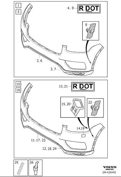 Diagram Bumper front for your 2006 Volvo XC90   