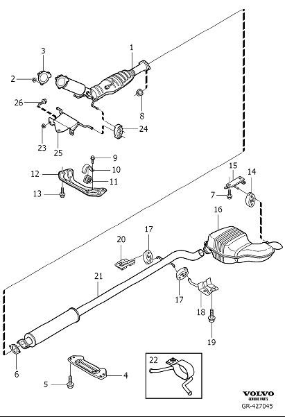 Diagram Exhaust system for your 2001 Volvo V70   