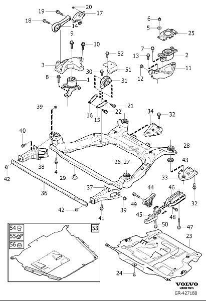 Diagram Engine mountings for your 2014 Volvo XC70  3.0l 6 cylinder Turbo 