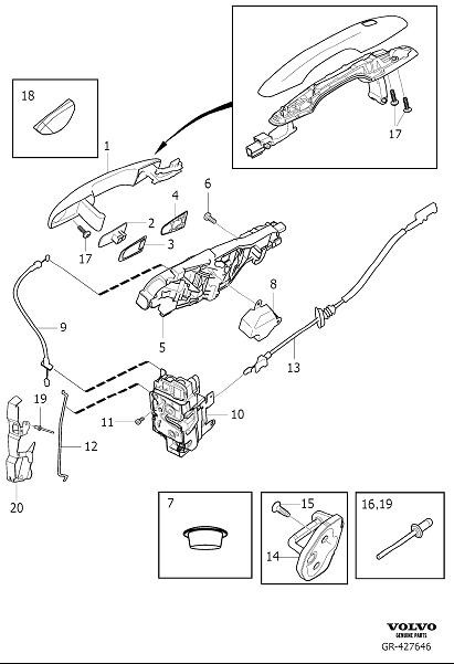 Diagram Lock and handle front door for your 1997 Volvo V90   