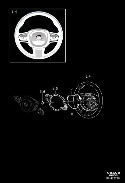 Diagram Steering wheel, 3-spoke for your Volvo V70  