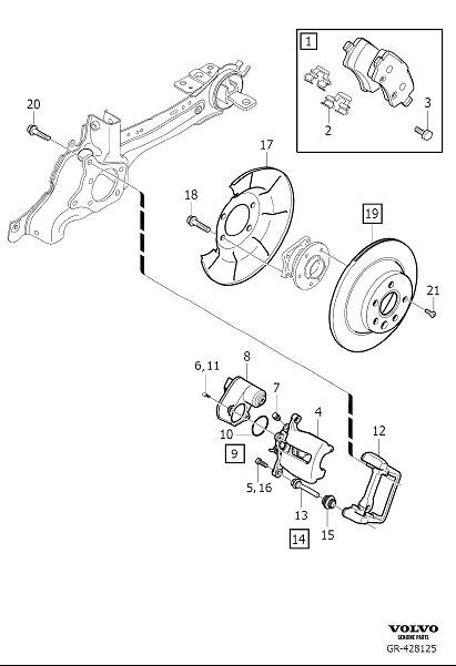 Diagram Rear wheel brake for your Volvo S60  