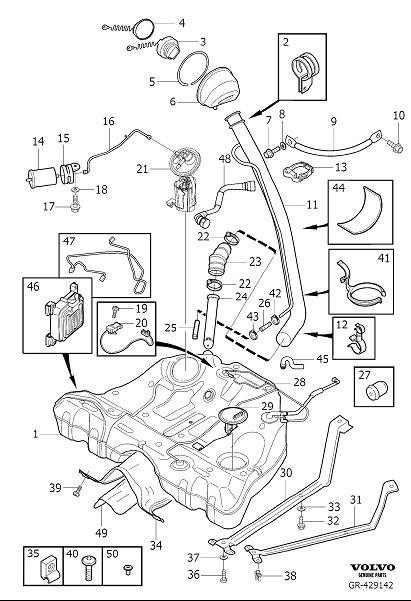 Diagram Fuel tank and connecting parts for your 2009 Volvo S60   