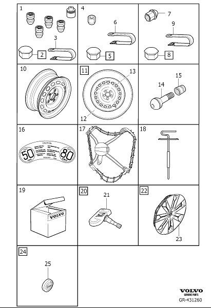 Diagram Wheel equipment for your 2009 Volvo C70  2.5l 5 cylinder Turbo 