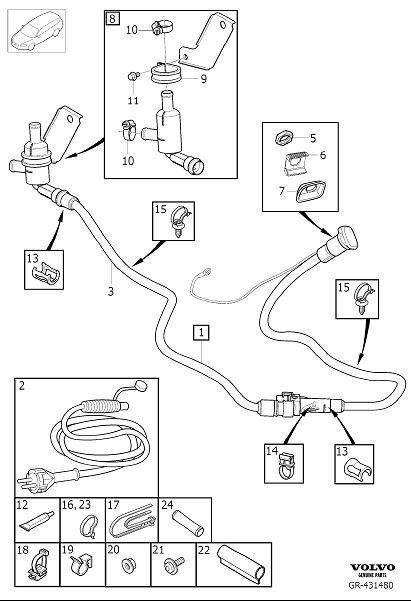 Diagram Auxiliary heater, electric for your Volvo XC60  