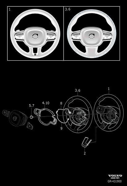 Diagram Steering wheel, 3-spoke for your 2021 Volvo XC60   
