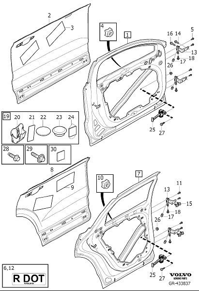 Diagram Side door assembly for your 2018 Volvo XC60   