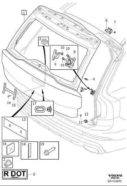 Diagram Boot lid, tailgate, trunk lid, tailgate for your 2007 Volvo XC90   