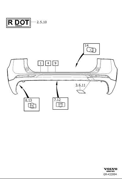Diagram Bumper rear for your 2016 Volvo XC60   