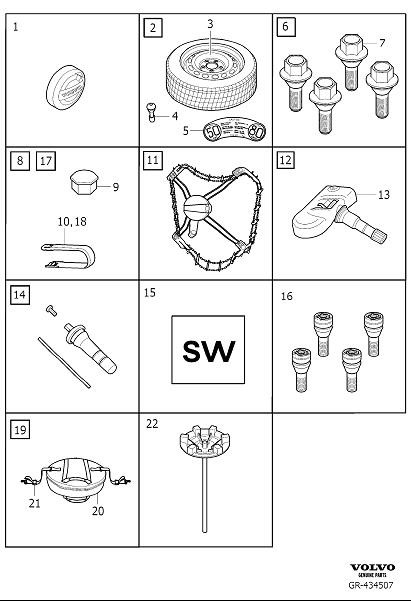 Diagram Wheel equipment for your Volvo XC90  