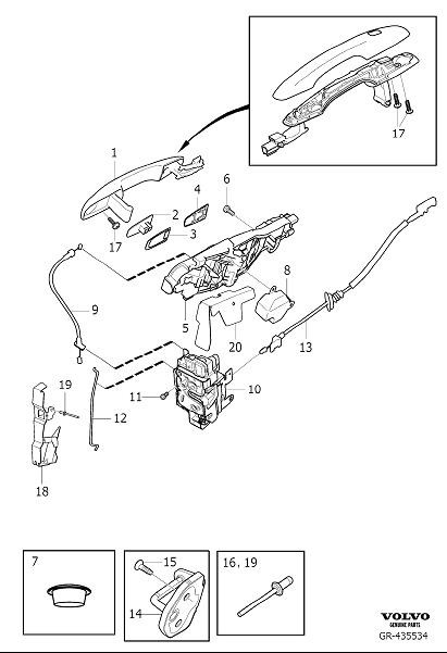 Diagram Lock and handle front door for your 1997 Volvo V90   
