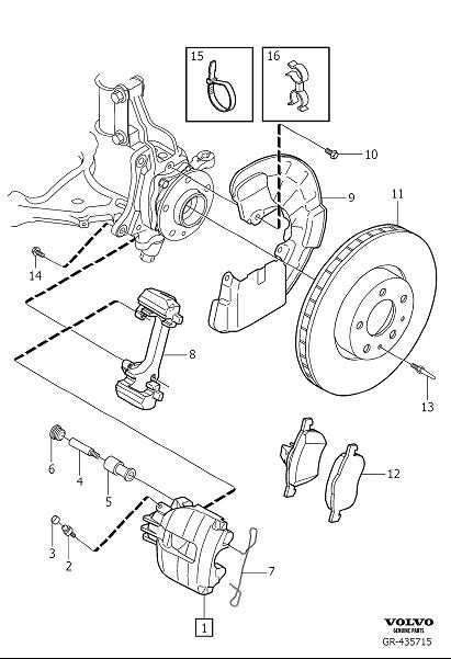 Diagram Front wheel brake for your 2023 Volvo V60 Cross Country   