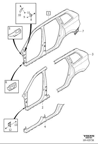 Diagram Body side external for your Volvo XC60  