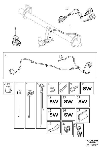 Diagram Cable harness towbar for your 2002 Volvo S40   