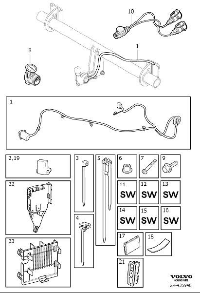 Diagram Cable harness towbar for your 2017 Volvo XC60   