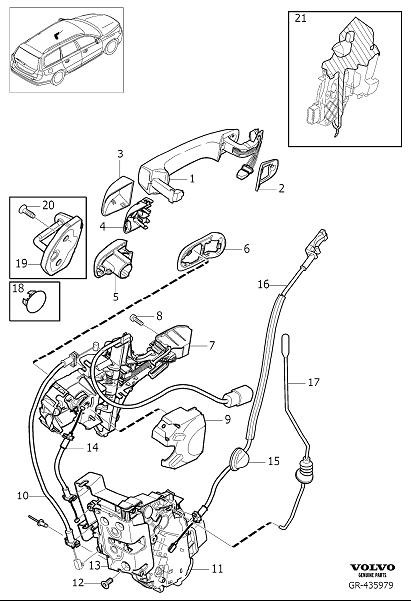 Diagram Lock and handle front door for your 2014 Volvo XC70  2.0l 4 cylinder Turbo 