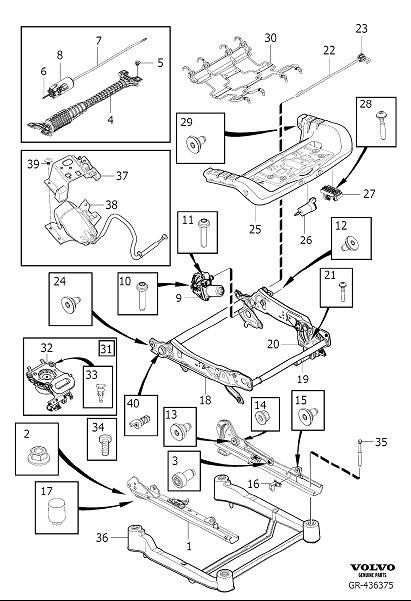 Diagram Subframe for seat, electrical adjustment for your 2023 Volvo V90 Cross Country   