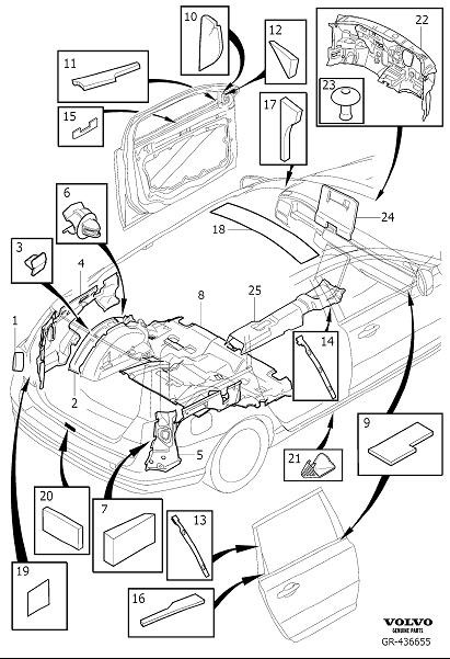 Diagram Insulation, passenger and cargo compartment for your 2015 Volvo XC70   