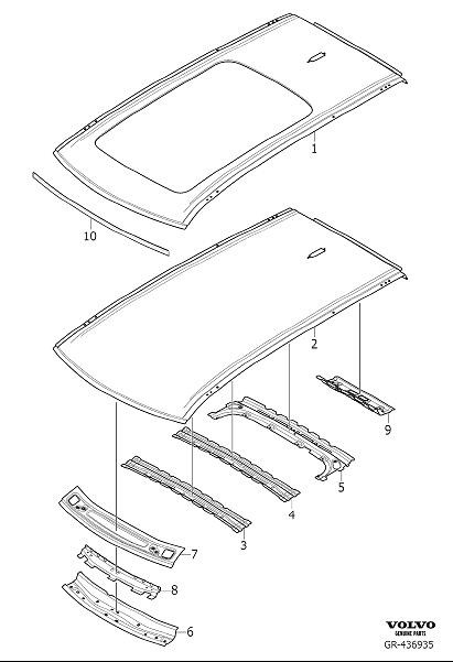 Diagram Roof panel for your 1998 Volvo S90   
