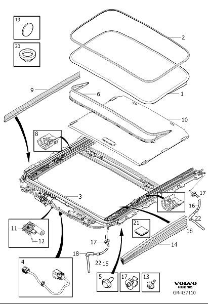 Diagram Roof hatch for your Volvo S90  