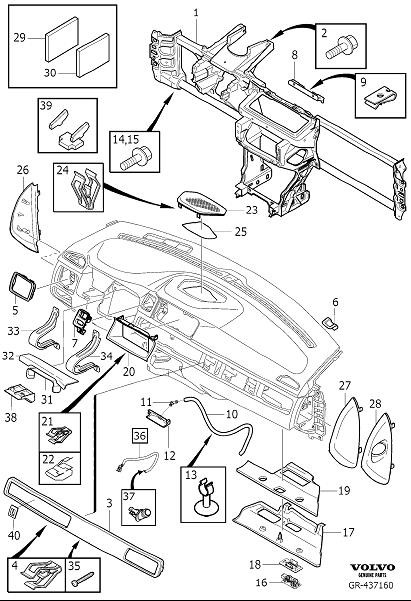 Diagram Dashboard body parts for your 2013 Volvo XC60   