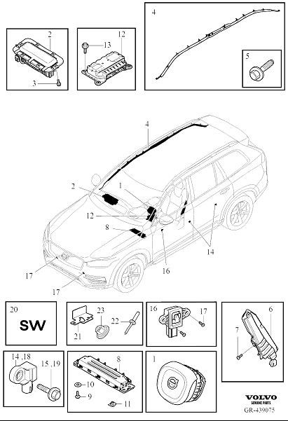 Diagram Airbag, suppl. restraint system (srs) for your Volvo XC60  