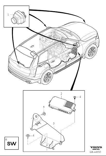Diagram Parking assistance camera pac360 for your 1998 Volvo S90   