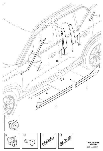 Diagram Trim parts external for your 2023 Volvo S60   