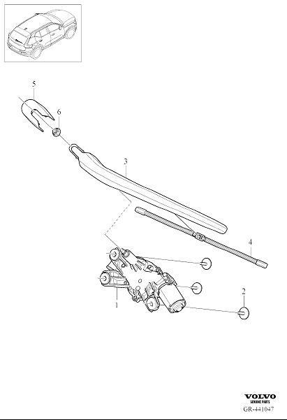 Diagram Rear window wiper for your Volvo S60 Cross Country  