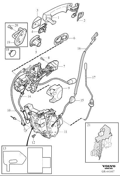 Diagram Lock and handle front door for your 2014 Volvo S80  3.0l 6 cylinder Turbo 