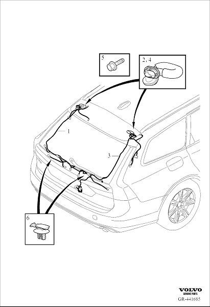 Diagram Cable harness tailgate for your Volvo S60 Cross Country  