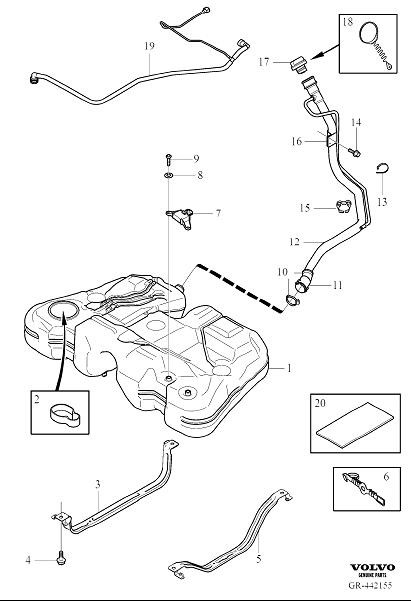 Diagram Fuel tank and connecting parts for your 2010 Volvo XC60   