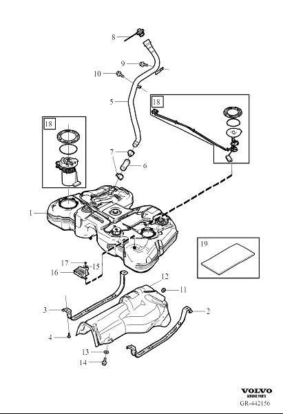 Diagram Fuel tank and connecting parts for your 2014 Volvo S60  2.5l 5 cylinder Turbo 