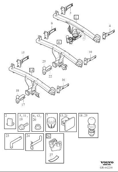 Diagram Tow hitch detachable for your Volvo
