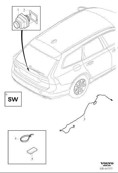 Diagram Park assist camera rear for your 2023 Volvo V90 Cross Country   