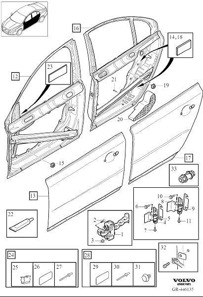 Diagram Side door assembly for your 2015 Volvo S80   