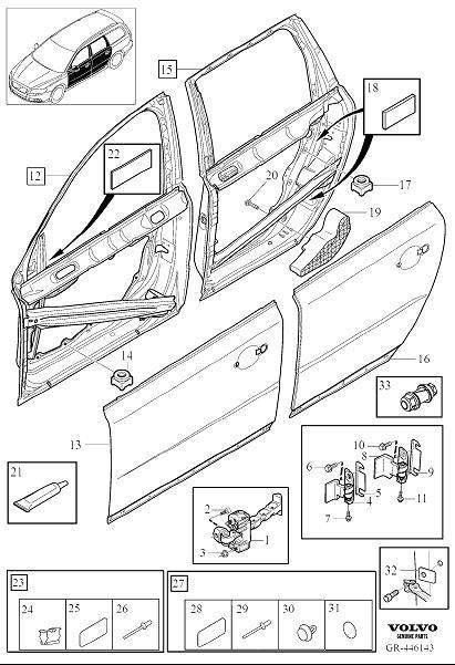 Diagram Side door assembly for your 2010 Volvo V70   