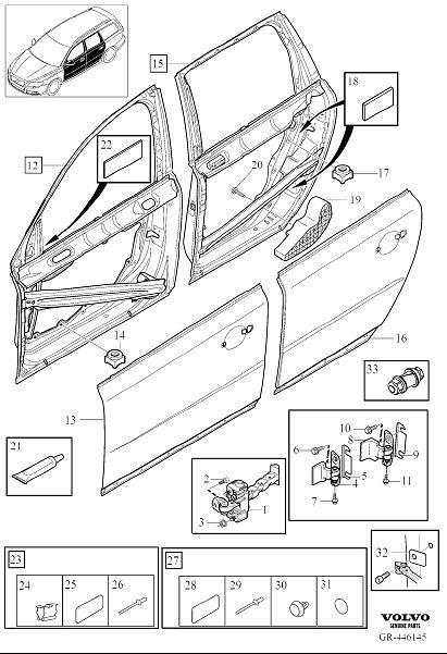 Diagram Side door assembly for your 2014 Volvo XC70  2.0l 4 cylinder Turbo 