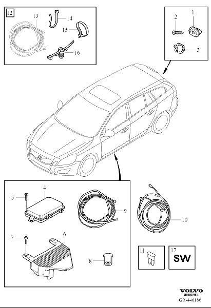 Diagram Park assist camera rear for your Volvo V60  