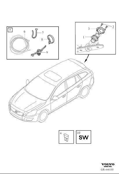 Diagram Park assist camera rear for your 2018 Volvo V60 Cross Country   