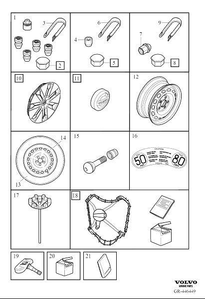 Diagram Wheel equipment for your 2001 Volvo V70   