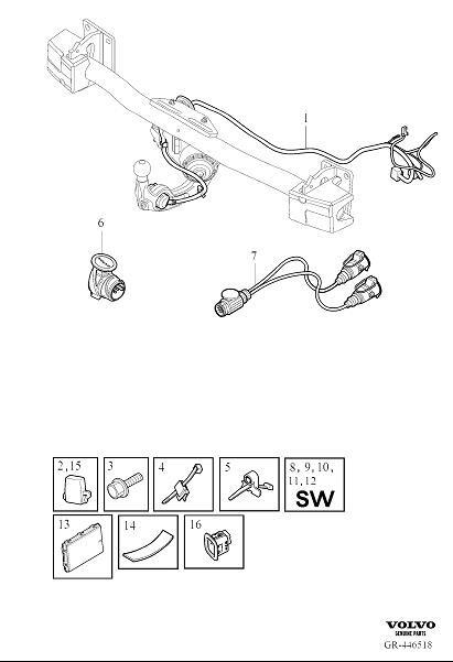 Diagram Cable harness towbar for your 2003 Volvo V70   