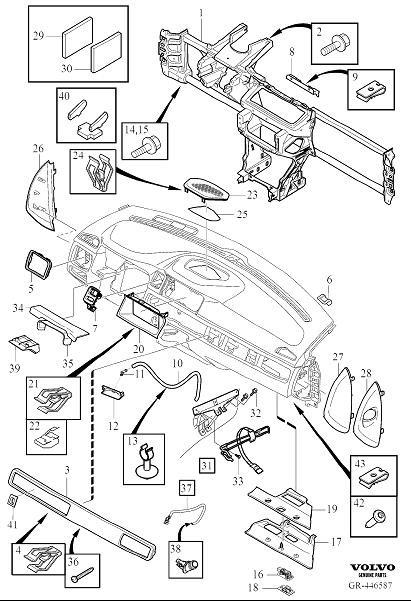 Diagram Dashboard body parts for your 2005 Volvo V70   