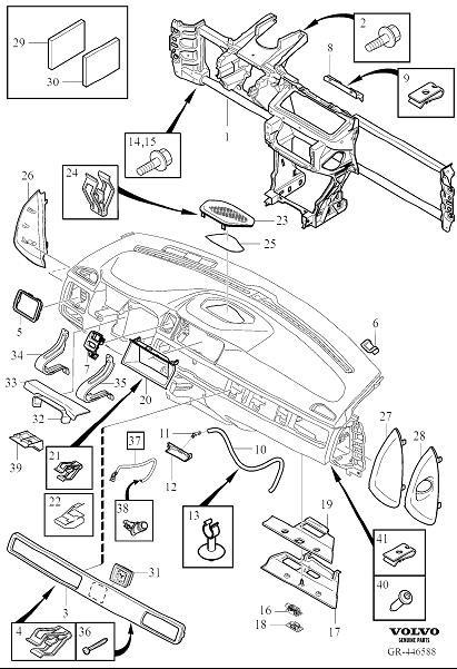 Diagram Dashboard body parts for your 2016 Volvo S80   