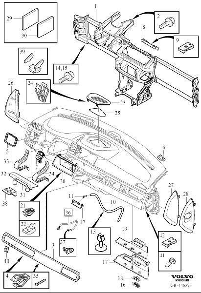 Diagram Dashboard body parts for your 2012 Volvo XC70  3.0l 6 cylinder Turbo 