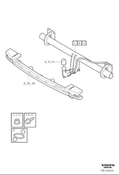Diagram Tow bar fixed for your 2016 Volvo XC90   