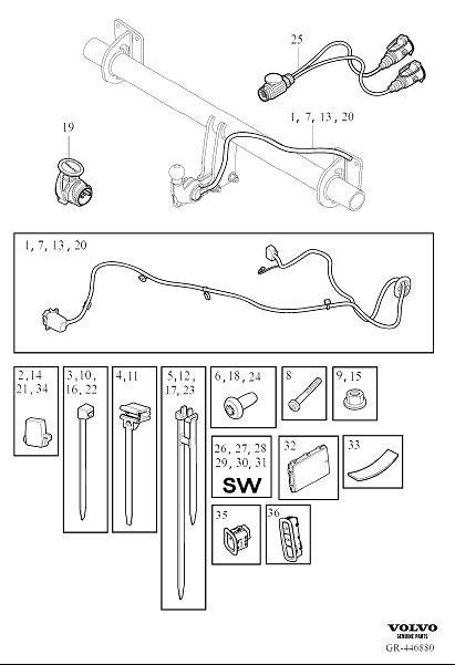 Diagram Cable harness towbar for your Volvo XC90  